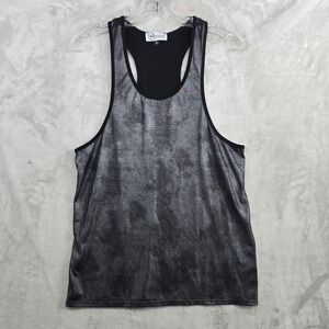 MISSION clothing los Angeles Mens Tank Top M Black Textured Snake Print
